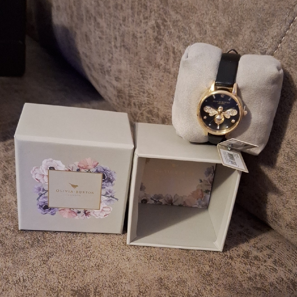 Olivia Burton Gold and Black Bee Watch
